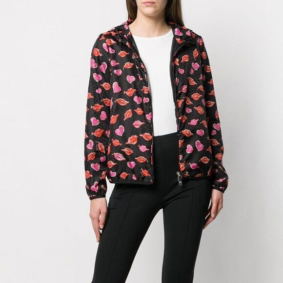 Moncler Lips And Heart Print Woman's Jacket Size 3 US M/L - Picture 1 of 13